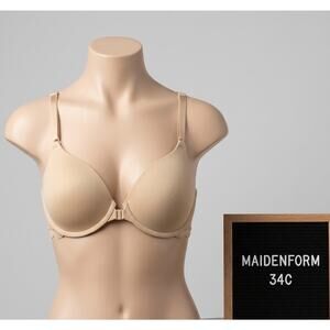 Maidenform 34C Sand Bra 8869 Racerback Lace Front-Close Lightly Lined VS